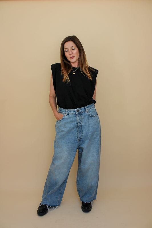 RAEY Wide Leg Raw Edge Loose Jeans Size 30"
