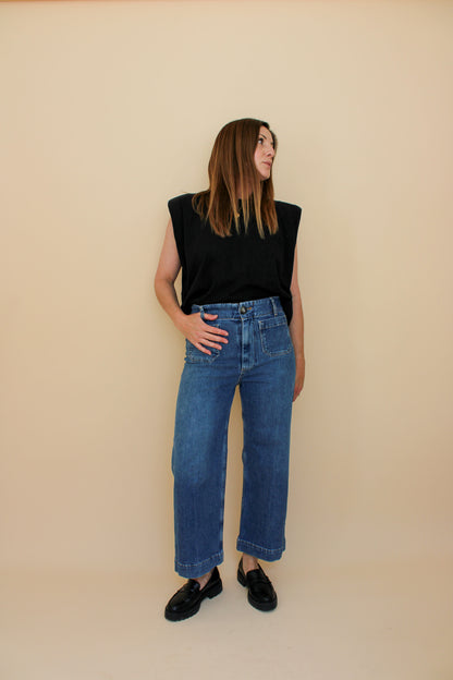 PILCRO Pocket High Waisted Wide Leg Cropped Trousers Size 27"
