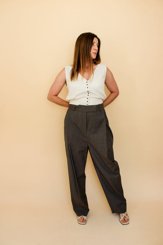 TOTEME Deep Pleat Wool Trousers Size 14