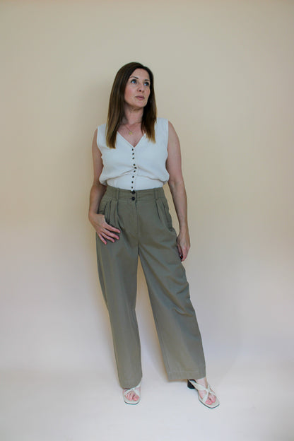 SKALL STUDIO Wide Leg Cotton Trousers Size 8-10