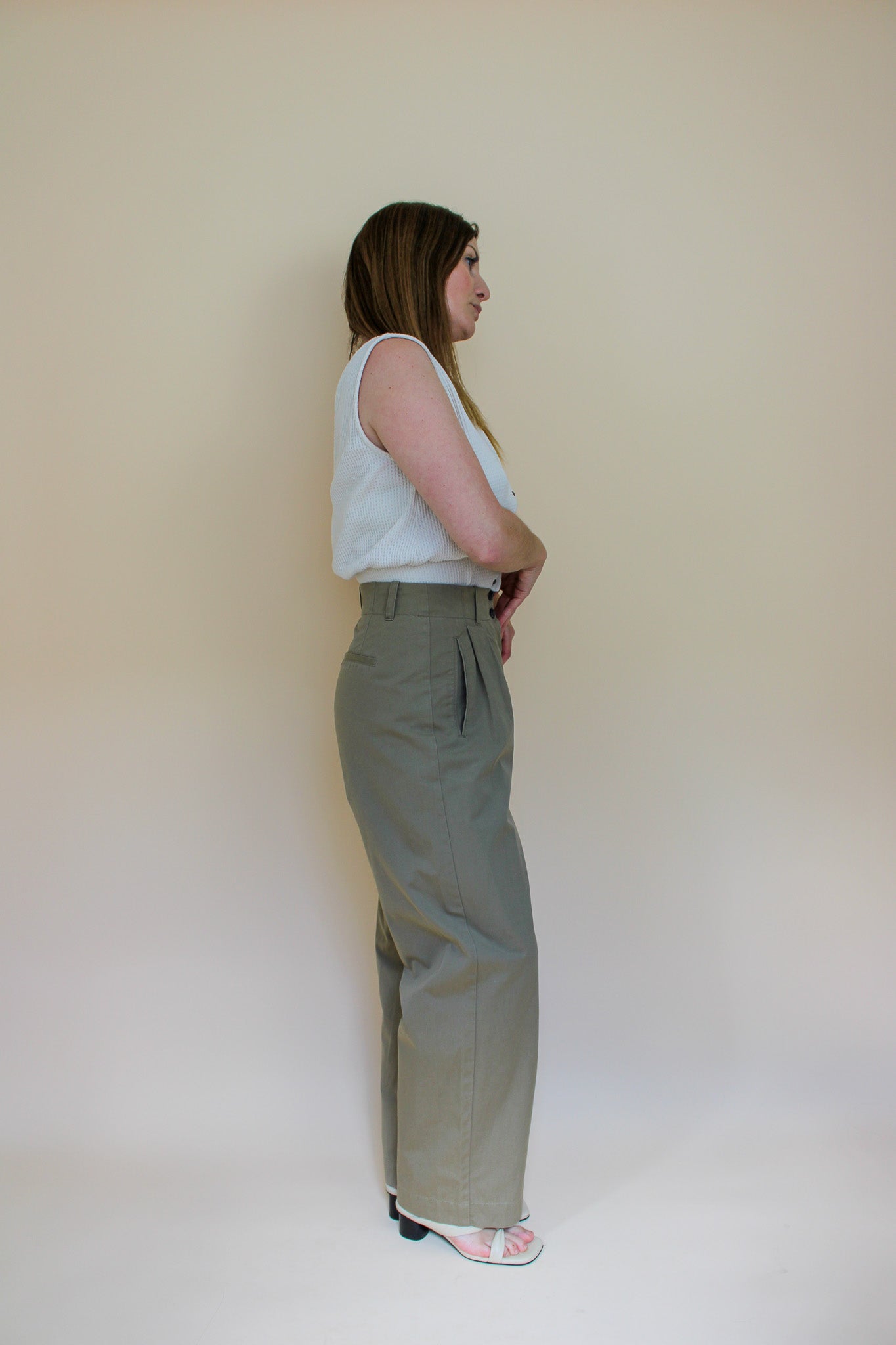 SKALL STUDIO Wide Leg Cotton Trousers Size 8-10