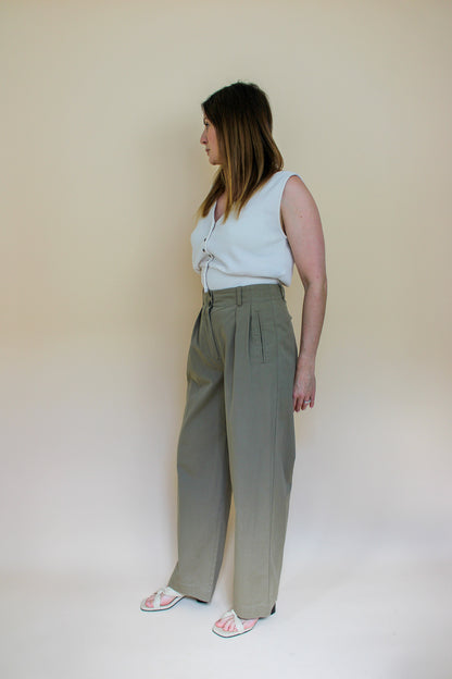 SKALL STUDIO Wide Leg Cotton Trousers Size 8-10