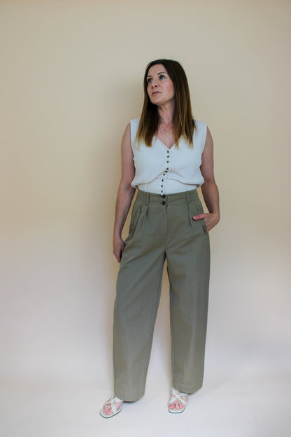 SKALL STUDIO Wide Leg Cotton Trousers Size 8-10