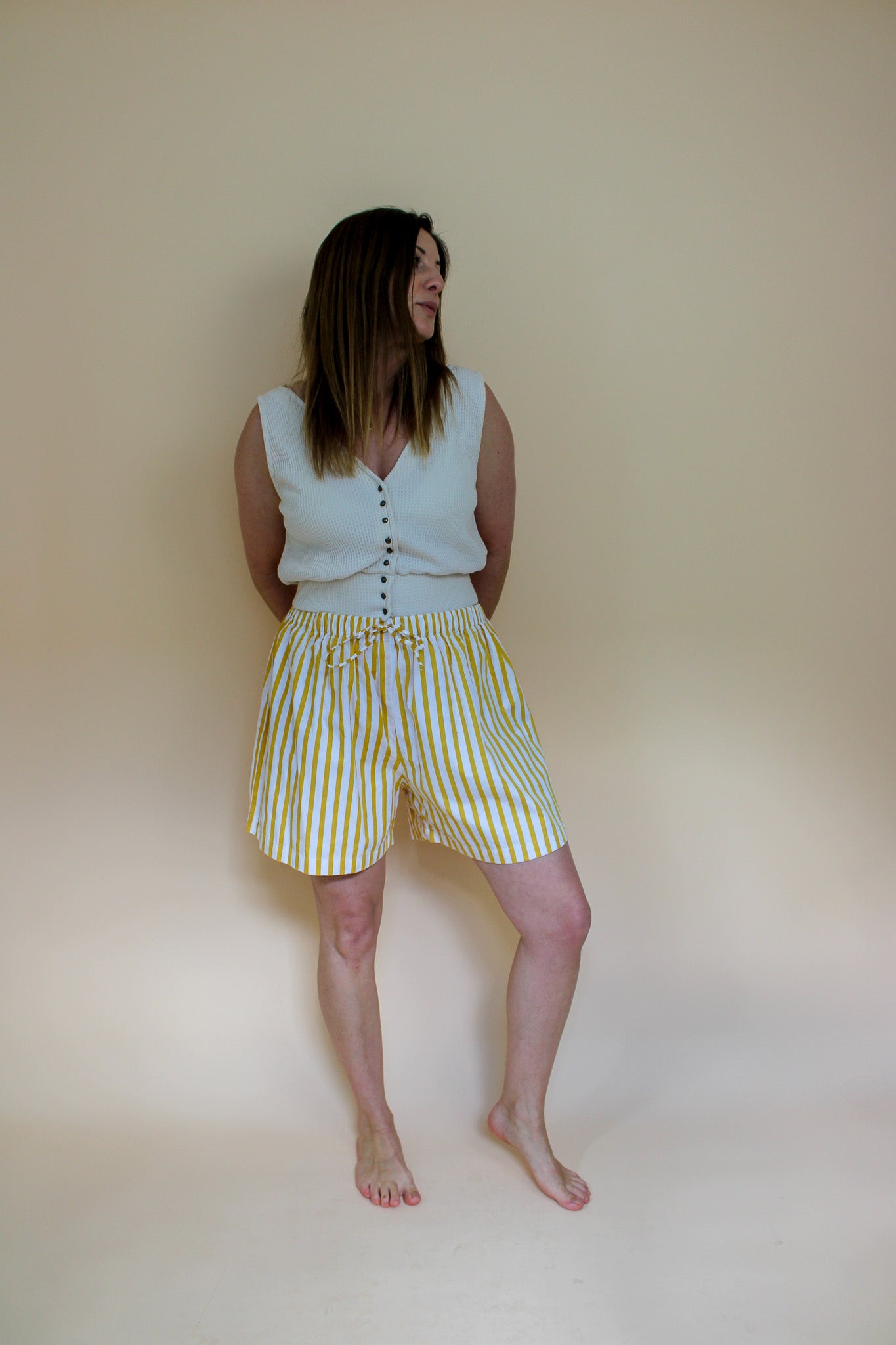 FAITHFULL THE BRAND Stripe Drawstring Shorts Size XXL