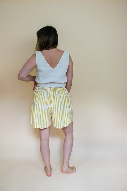 FAITHFULL THE BRAND Stripe Drawstring Shorts Size XXL