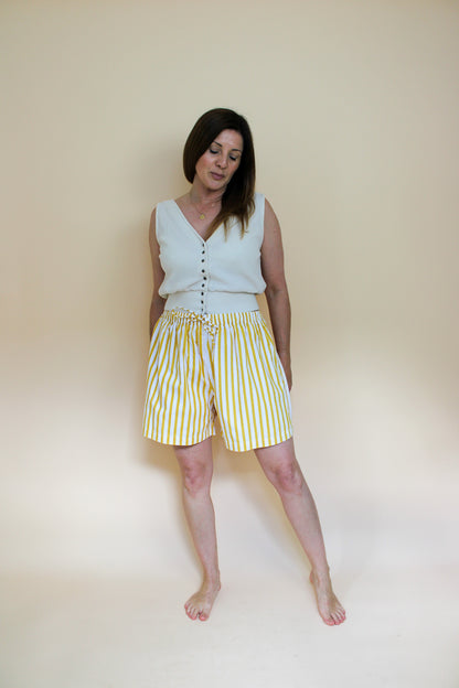 FAITHFULL THE BRAND Stripe Drawstring Shorts Size XXL