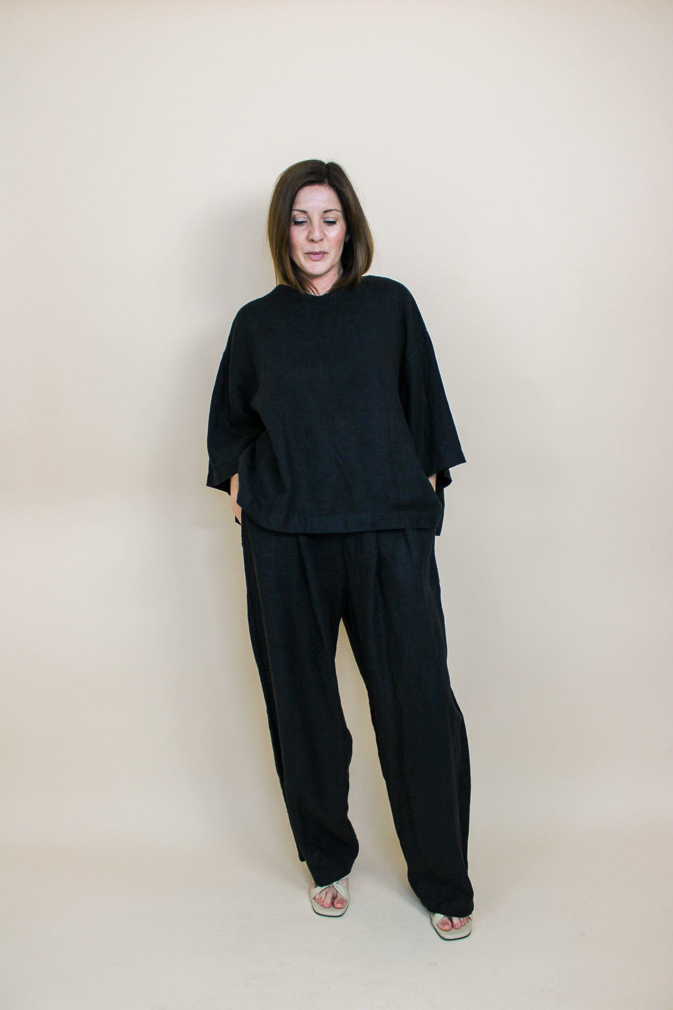 JESSICA LEWIS CLOTHING Linen Top & Trouser Set Size M