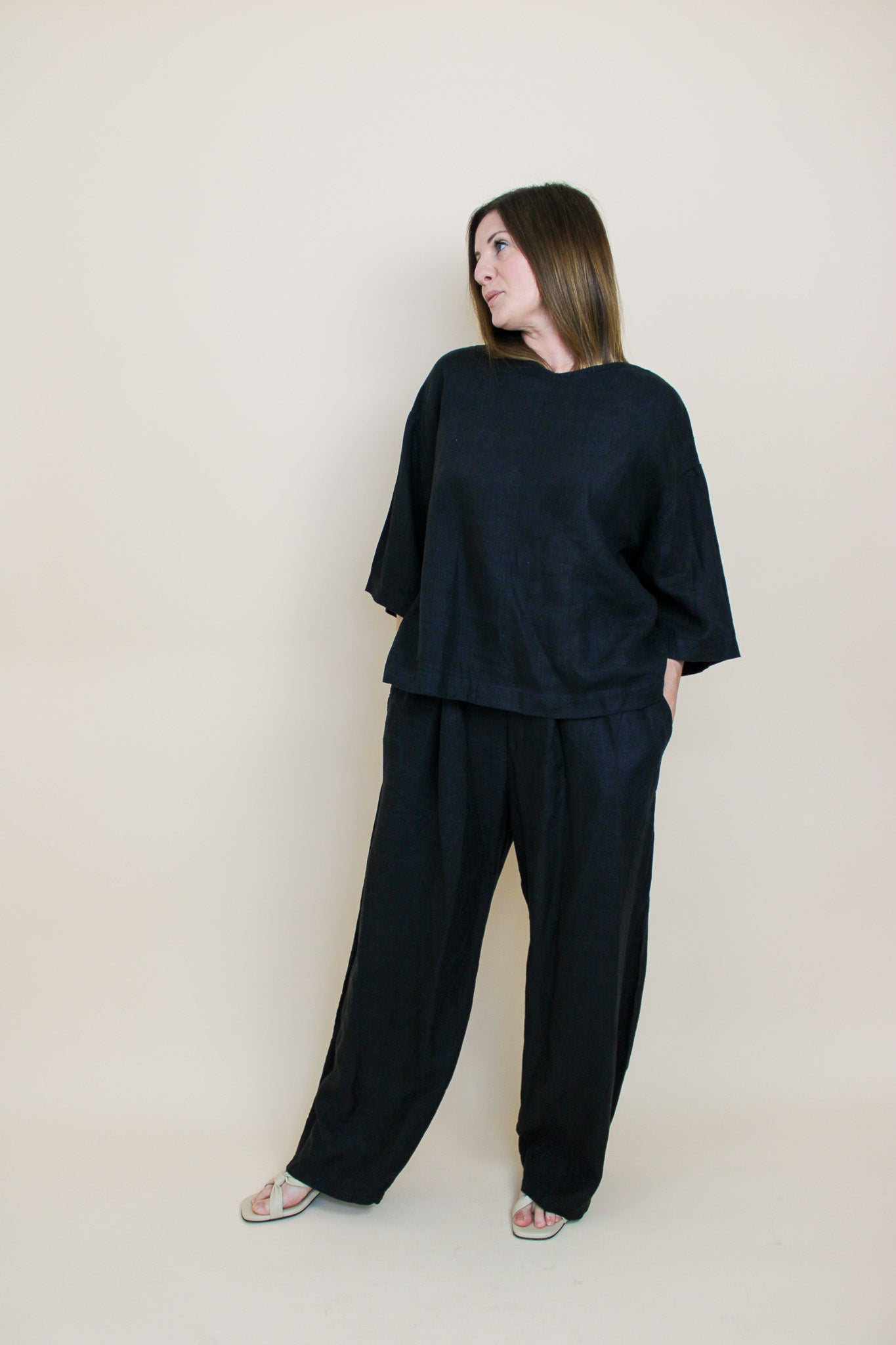 JESSICA LEWIS CLOTHING Linen Top & Trouser Set Size M