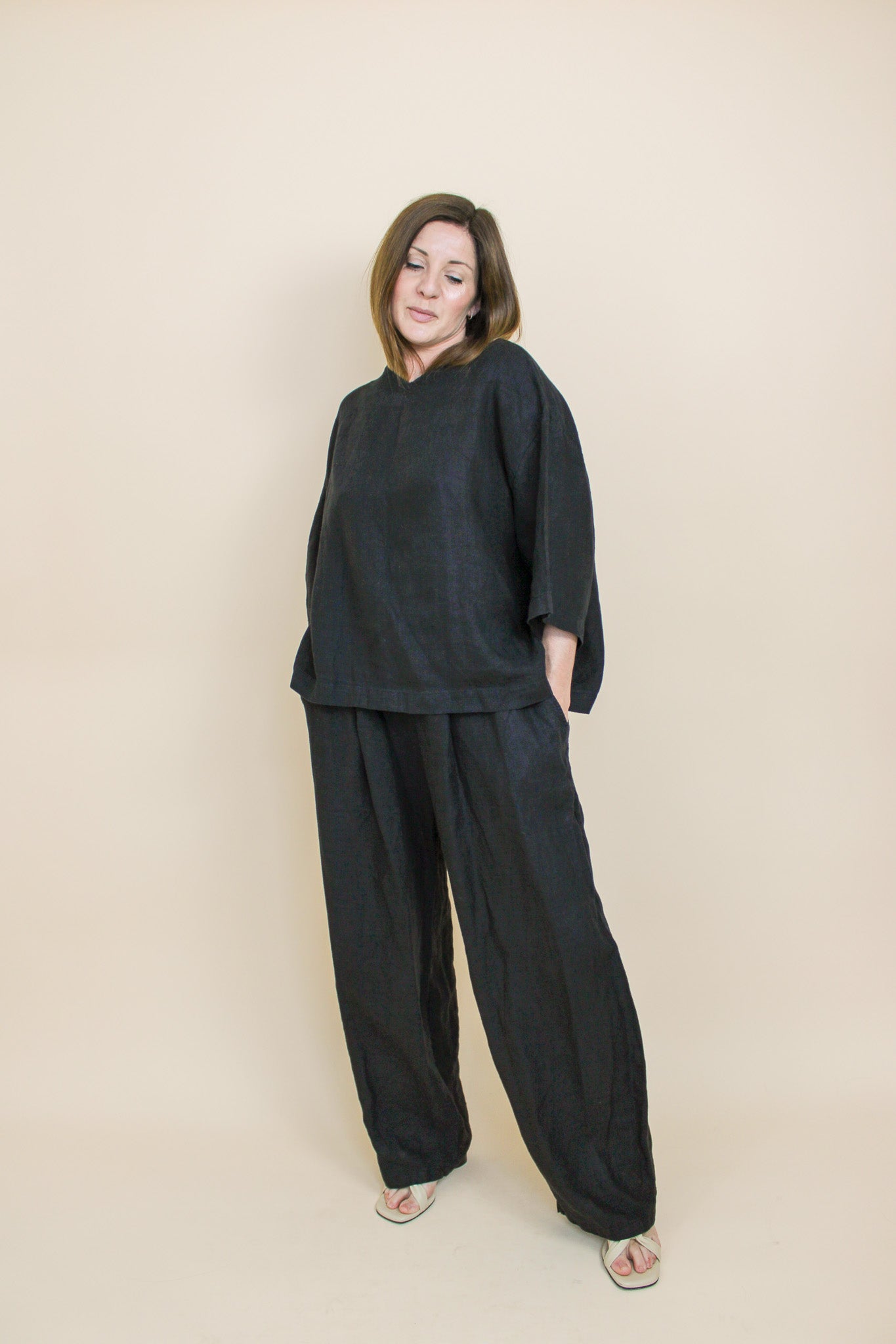 JESSICA LEWIS CLOTHING Linen Top & Trouser Set Size M