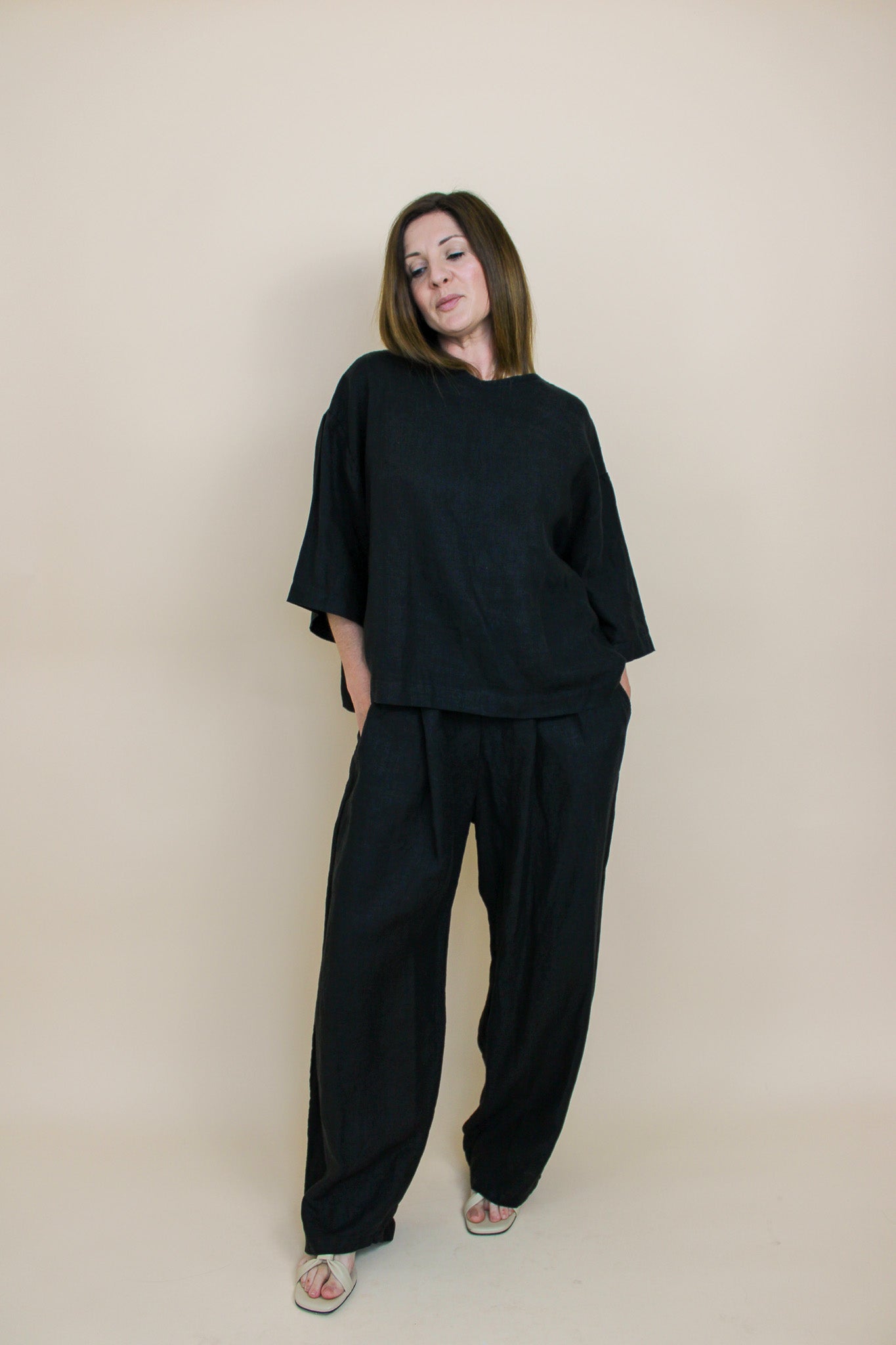 JESSICA LEWIS CLOTHING Linen Top & Trouser Set Size M