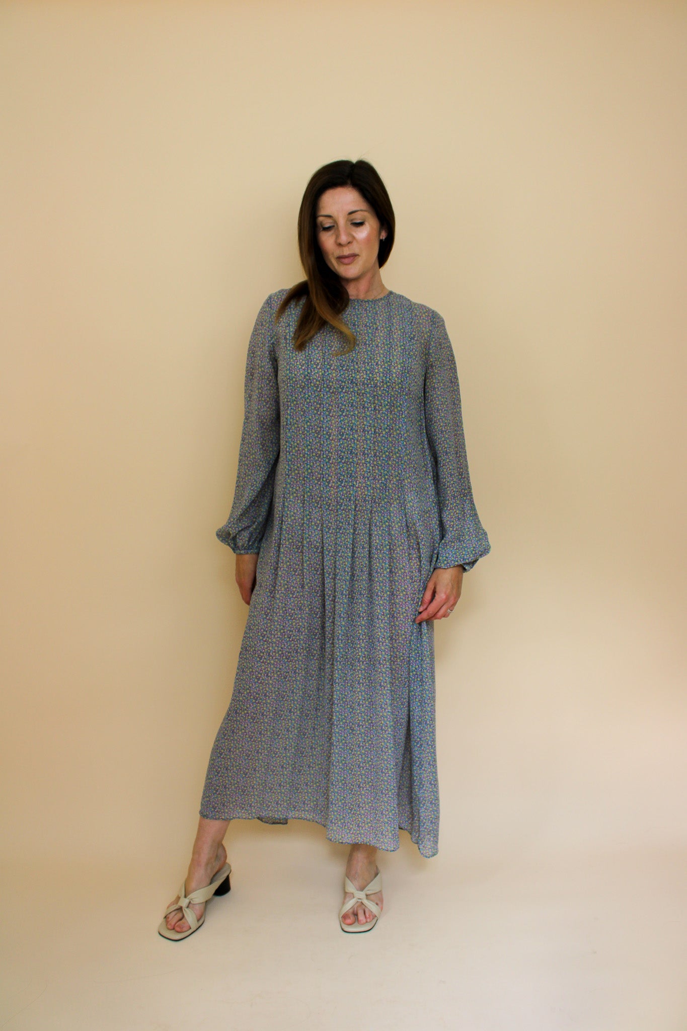 MIH JEANS Ditsy Floral Long Sleeve Silk Maxi Dress Size M