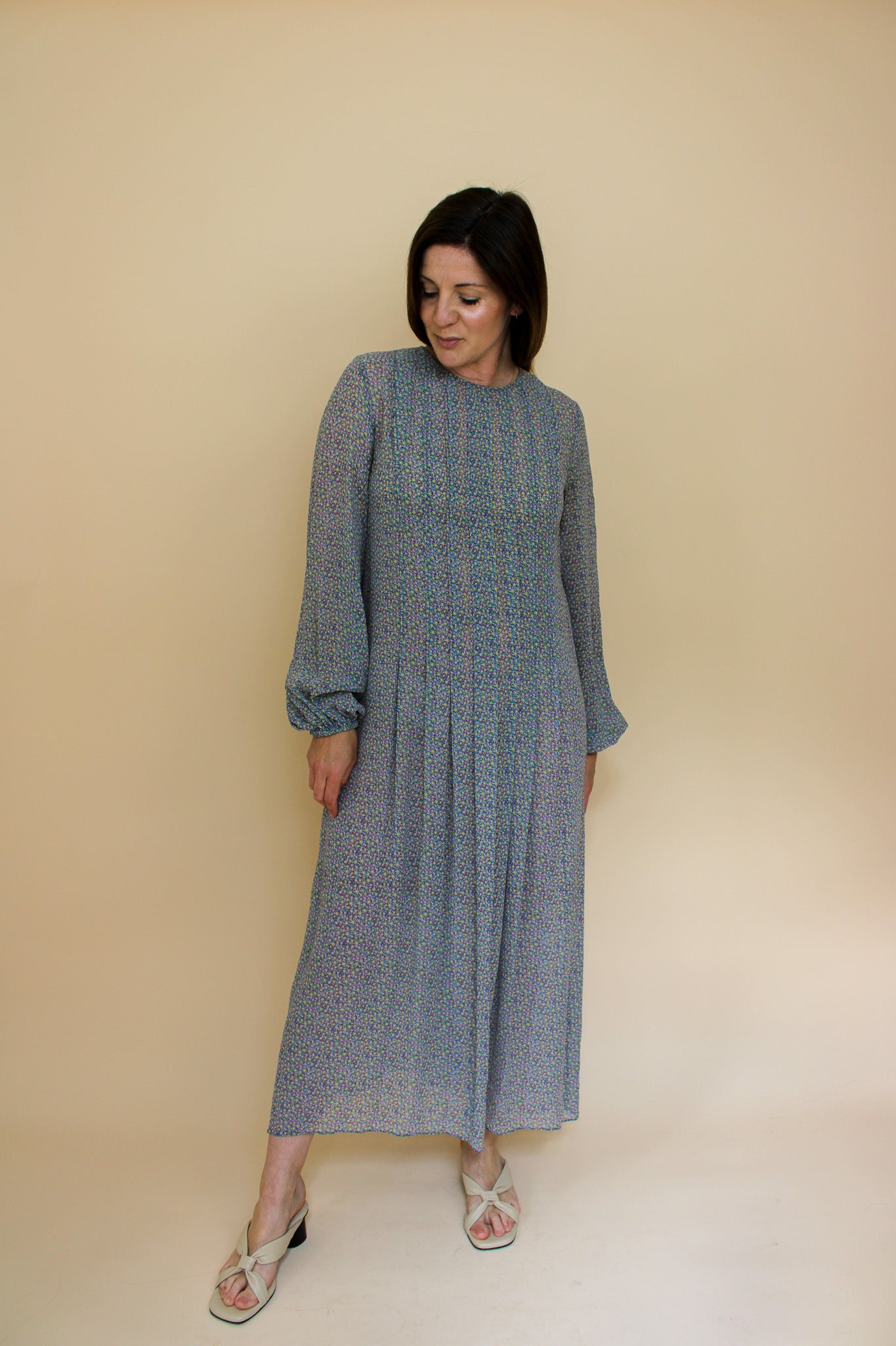MIH JEANS Ditsy Floral Long Sleeve Silk Maxi Dress Size M