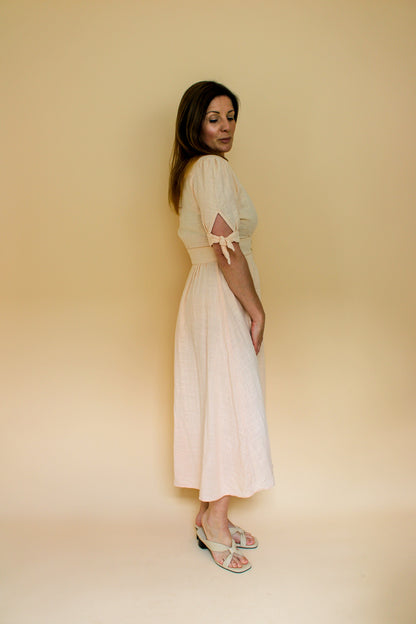 FREE PEOPLE Button Front V Neck Midi Dress Size S